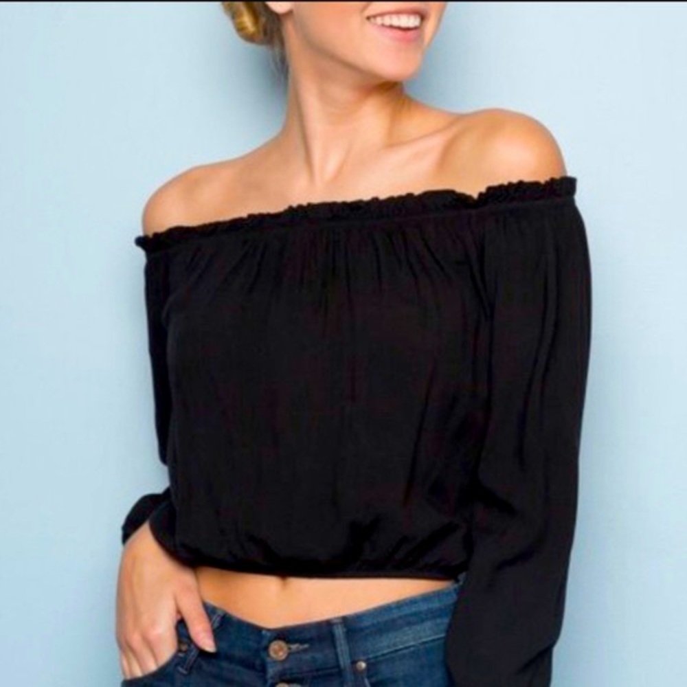Brandy Melville Off-the-Shoulder Long Sleeve Top